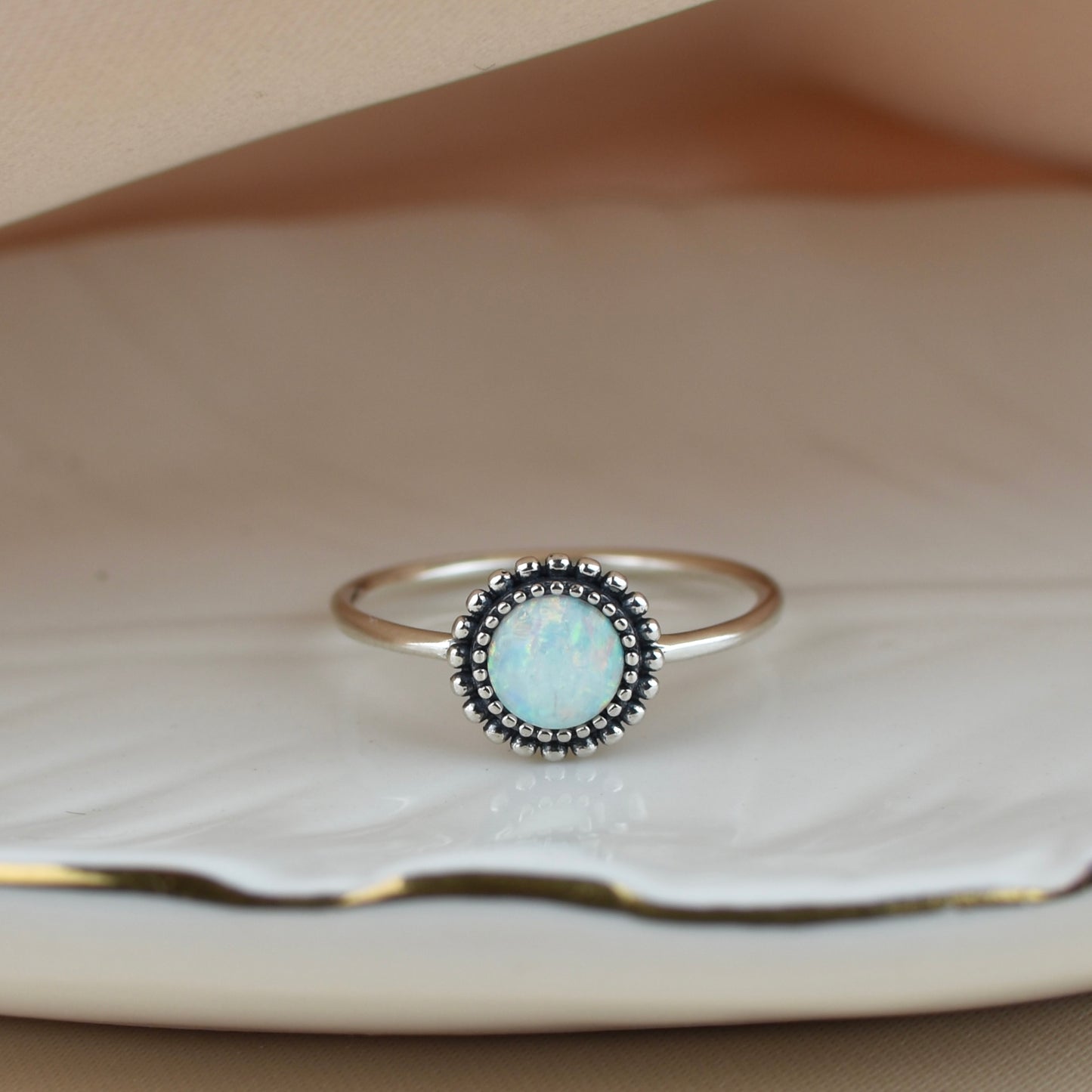 Bali White Opal Sterling Silver Ring