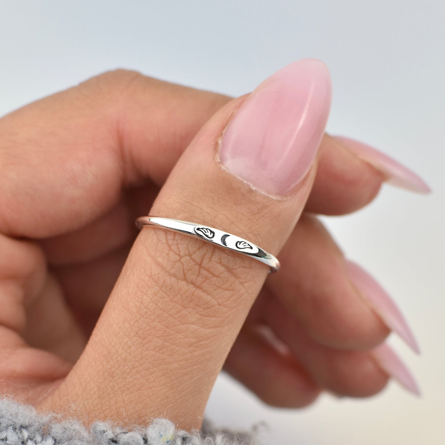 Moon and Wings Sterling Silver Ring