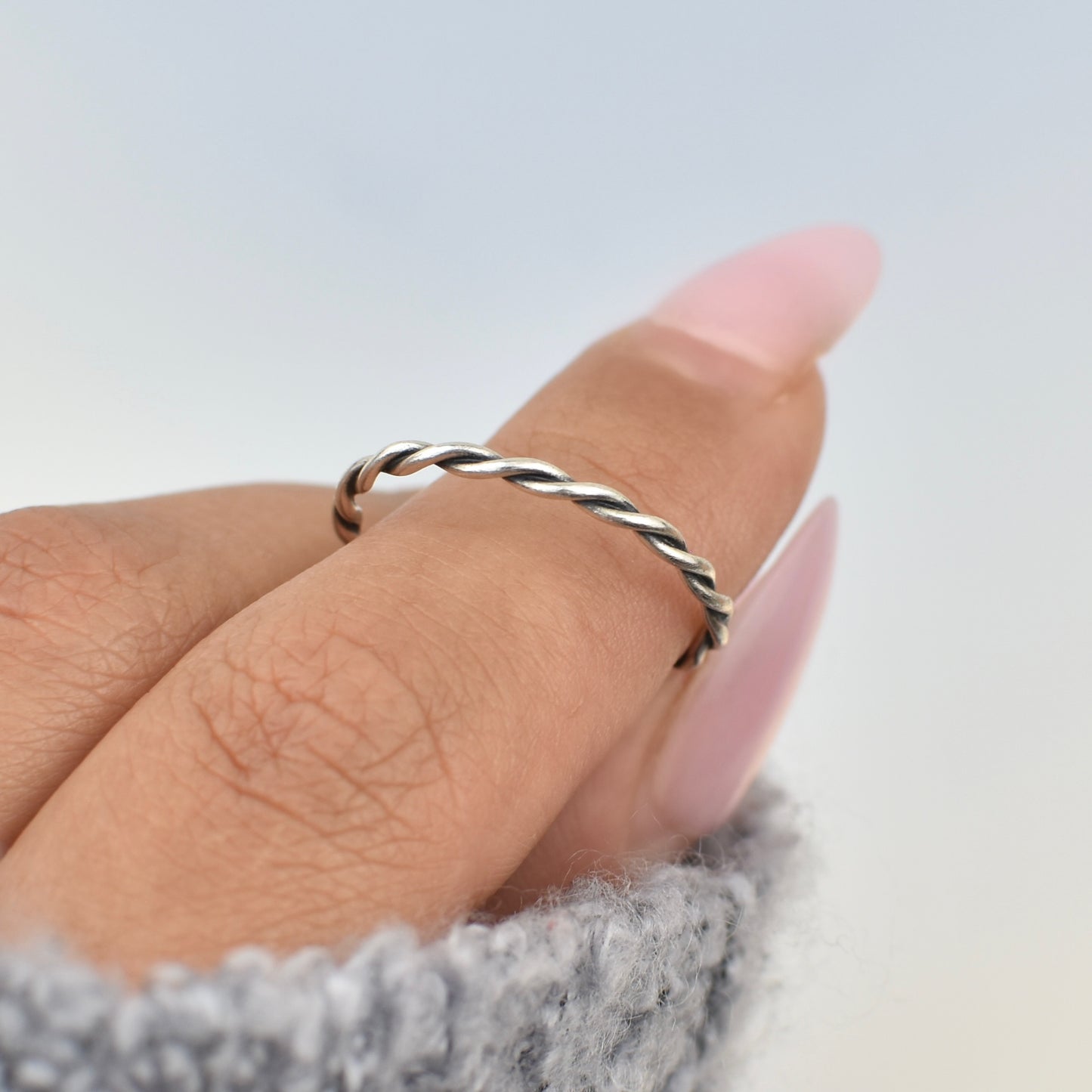 Dainty Braided Sterling Silver Ring