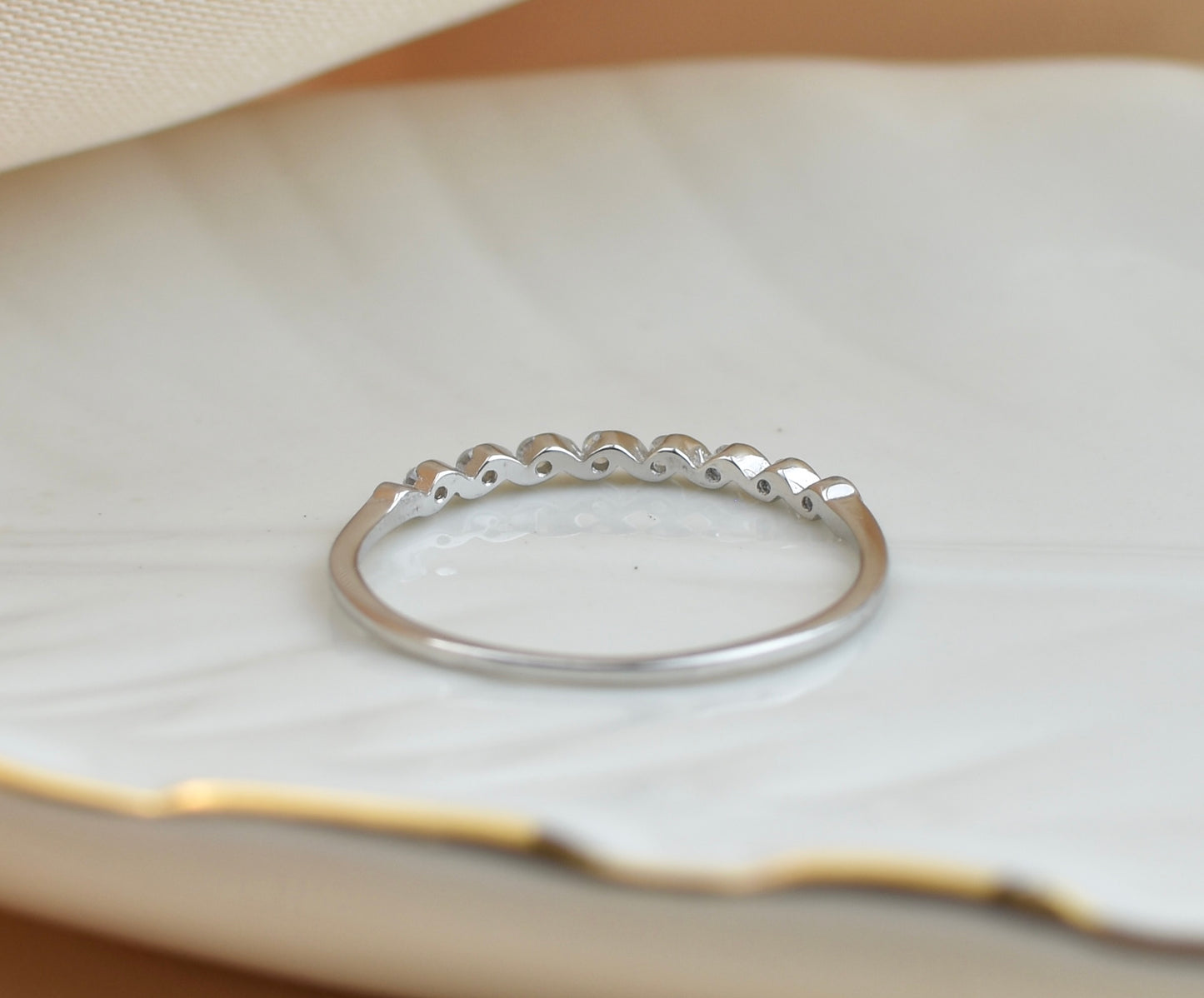 CZ Sterling Silver Twist Band