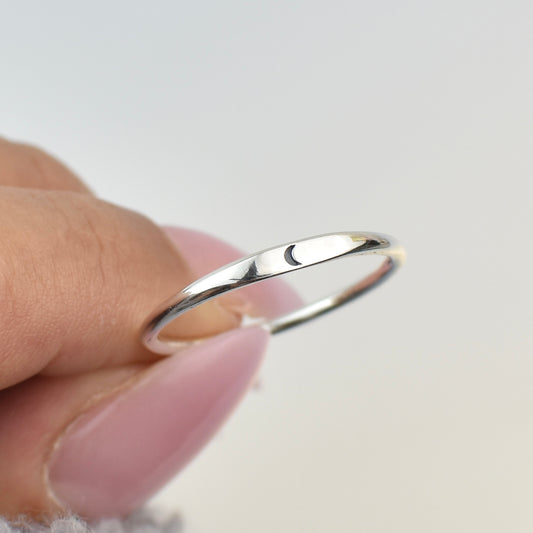 Dainty Crescent Moon Sterling Silver Ring