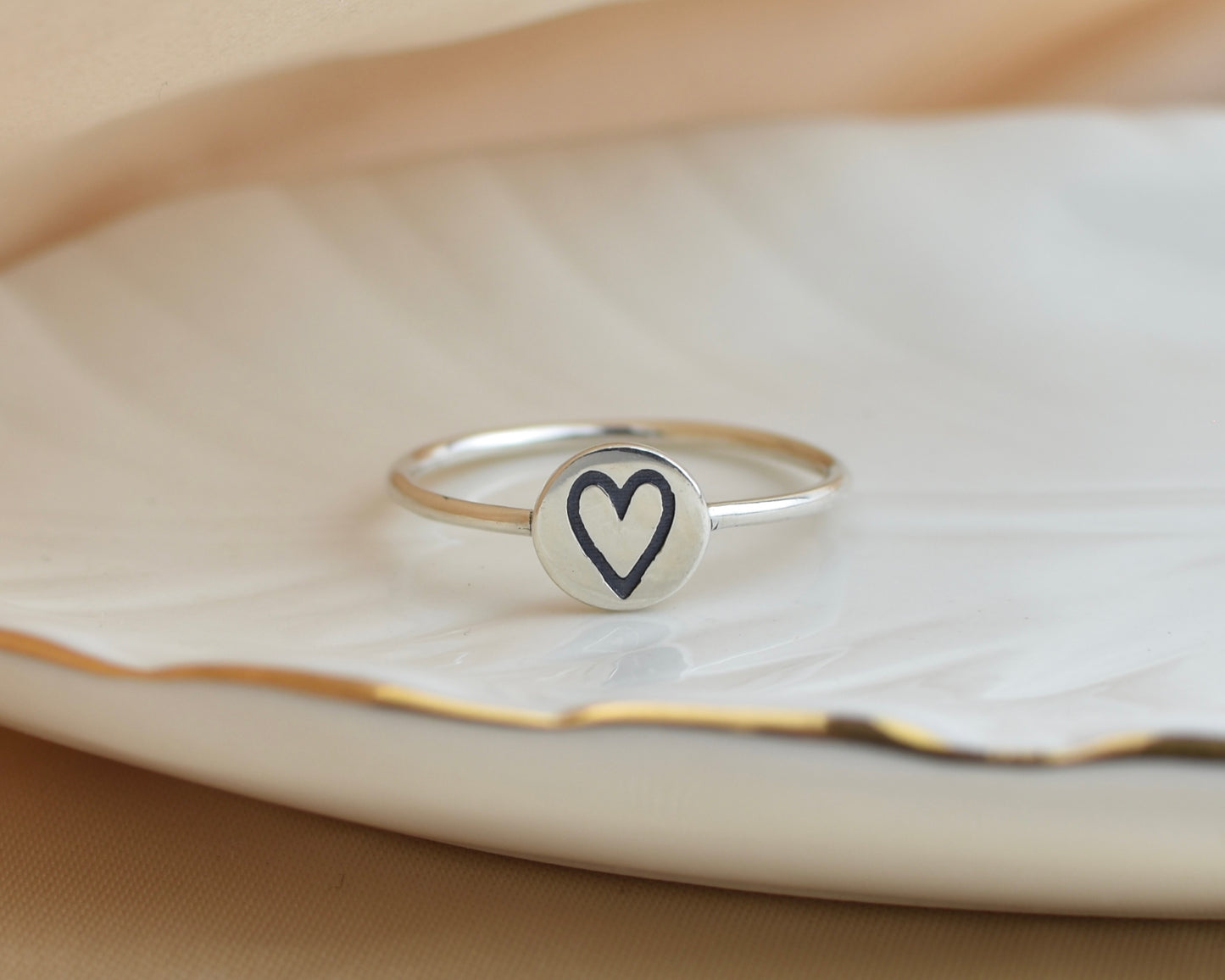 Heart Stamped Sterling Silver Ring