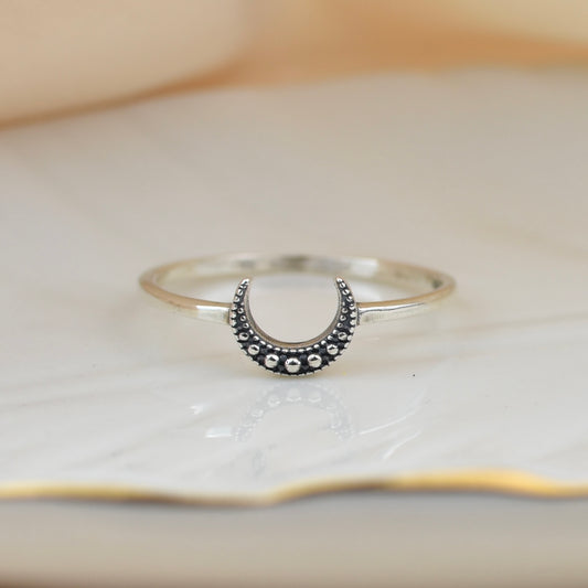 Crescent Moon Sterling Silver Ring