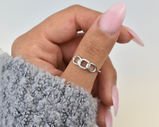 CZ Chain Band Sterling Silver Ring