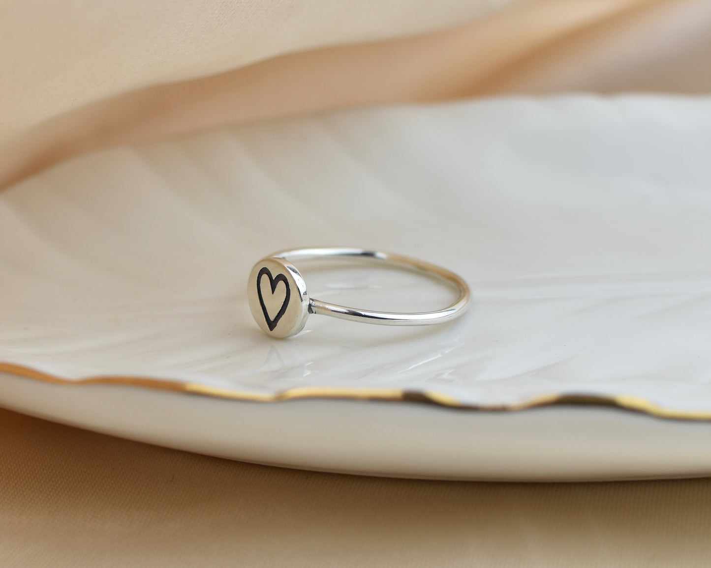 Heart Stamped Sterling Silver Ring