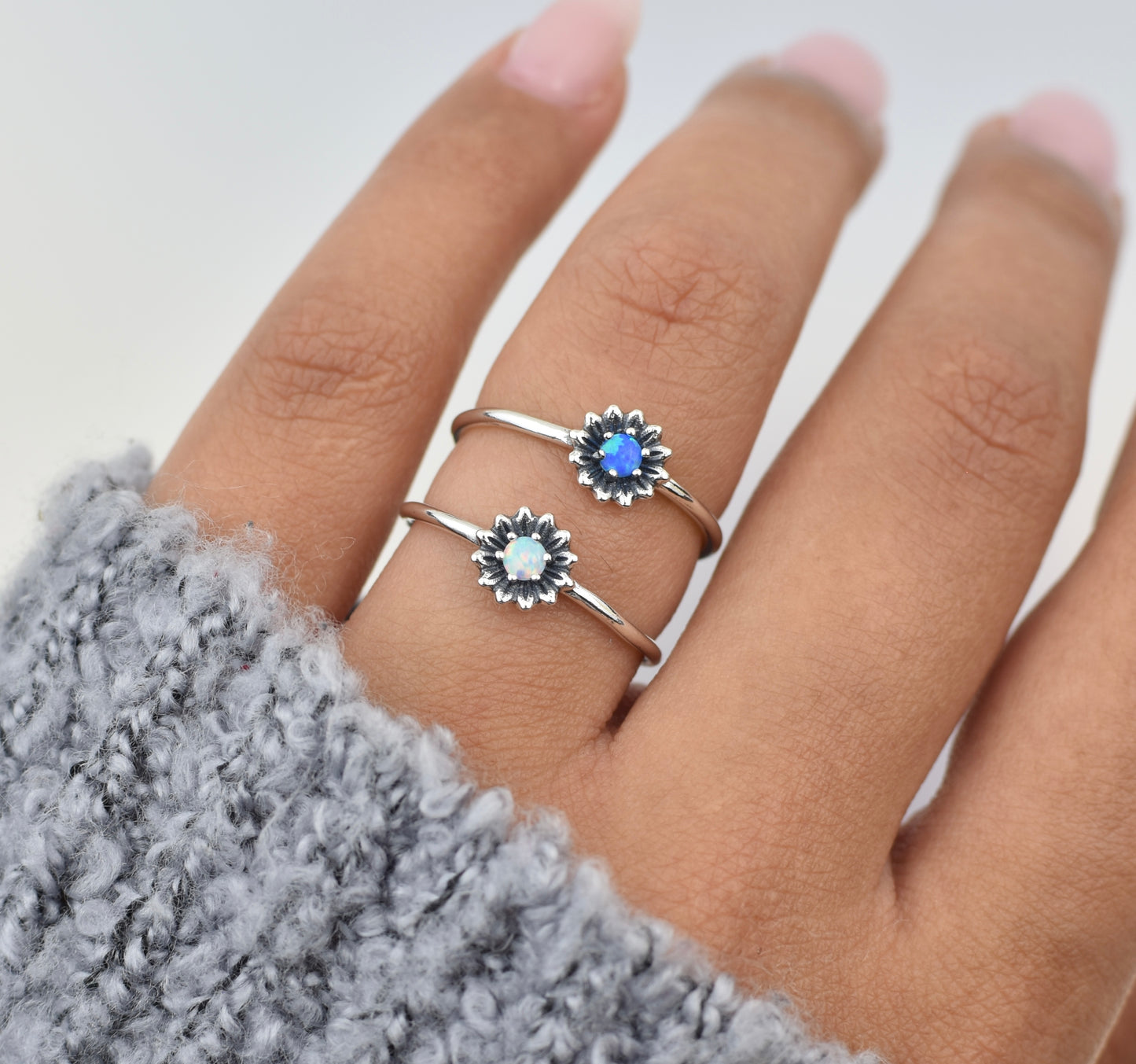 Dainty Flower Sterling Silver Ring