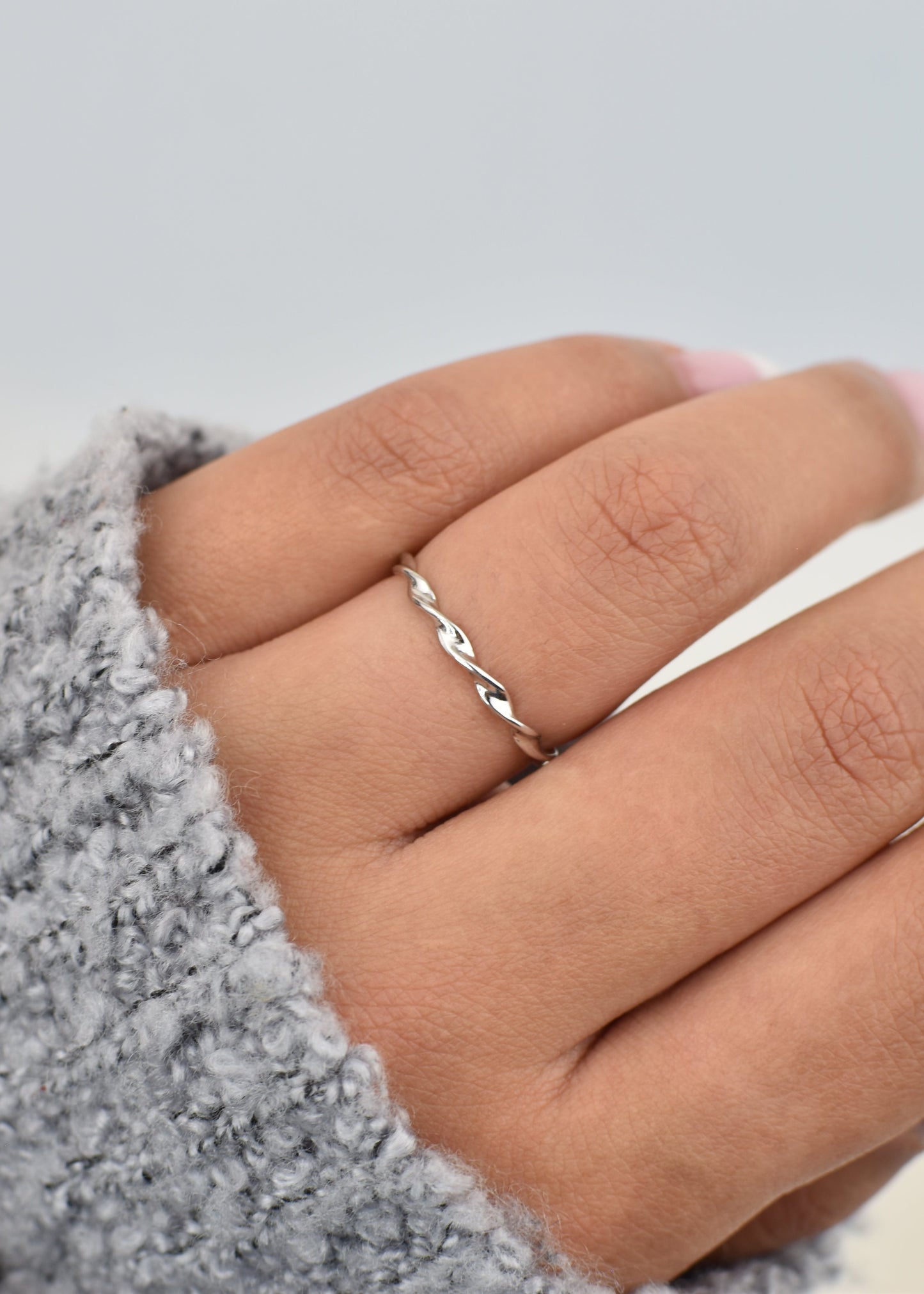 Dainty Twisted Sterling Silver Ring