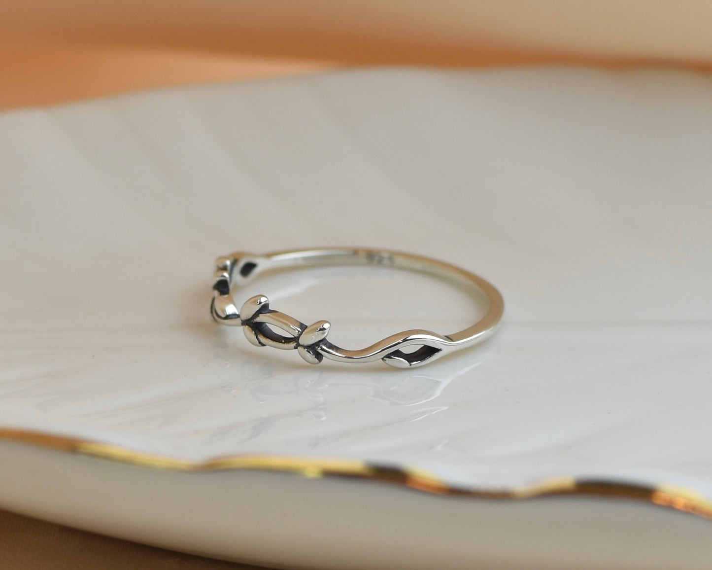 Petite Sterling Silver Leaves Ring