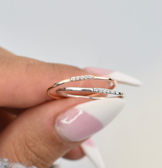 925 CZ Sterling Silver Dainty Band Ring