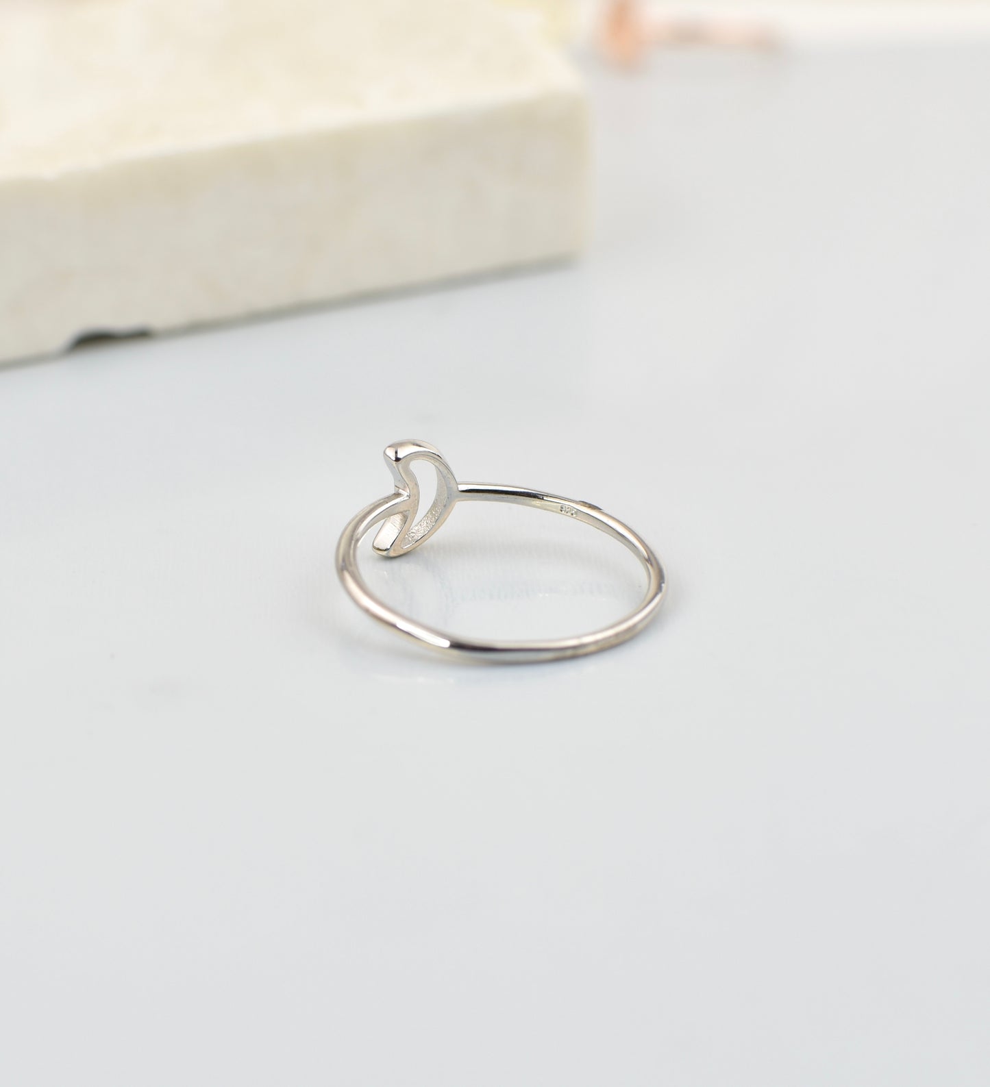 Sterling Silver Open Crescent Moon Ring