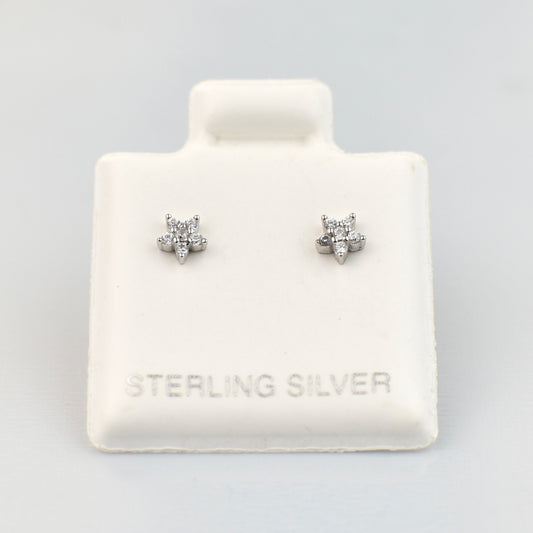 CZ Flower Sterling Silver Studs