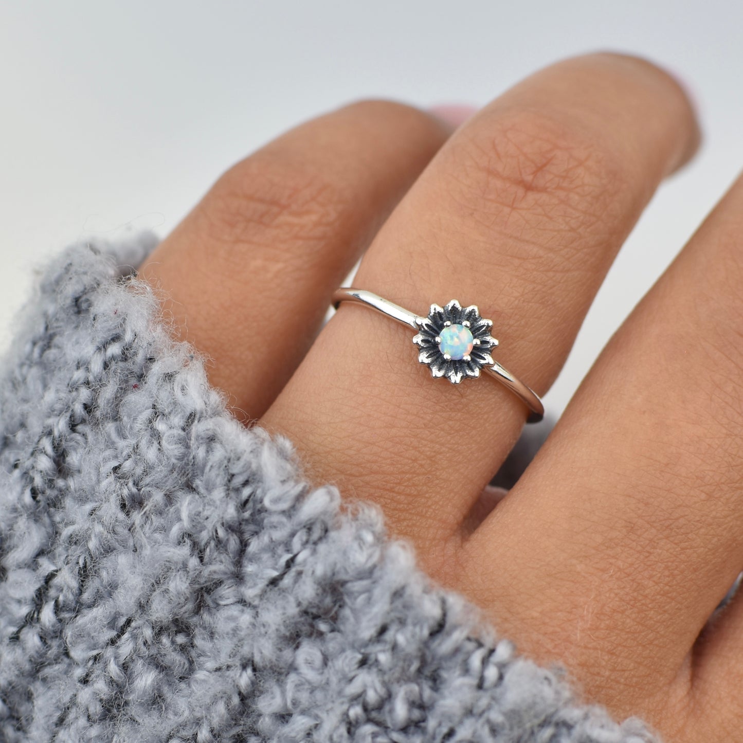 Dainty Flower Sterling Silver Ring