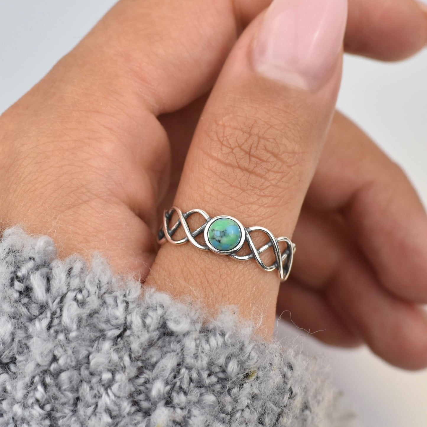 Petite Intertwined Stone Sterling Silver Ring