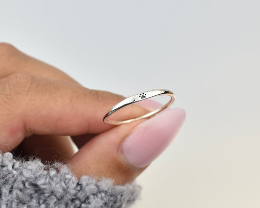 Paw Print Sterling Silver Ring