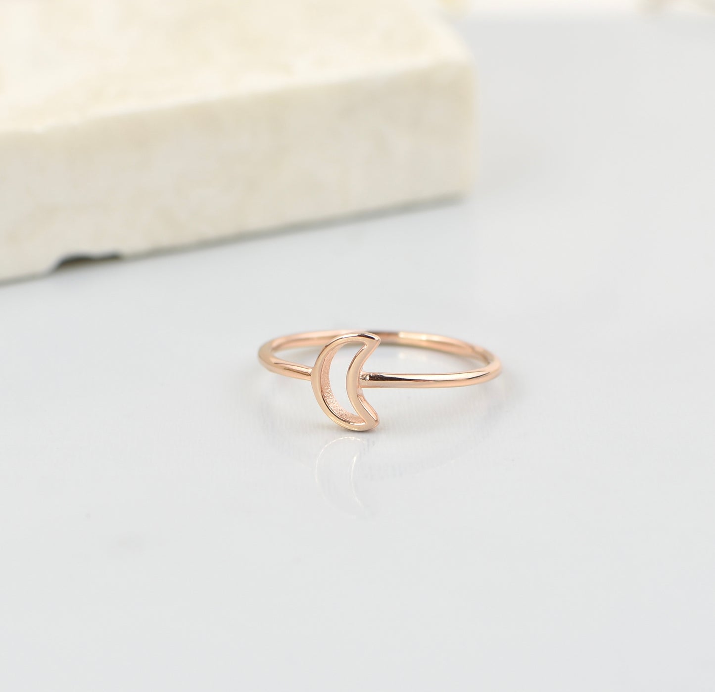 Sterling Silver Open Crescent Moon Ring