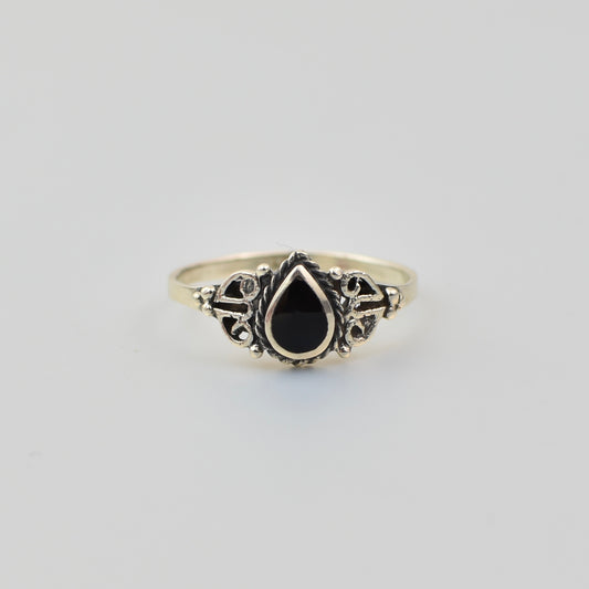 Black Onyx Stone Sterling Silver Ring