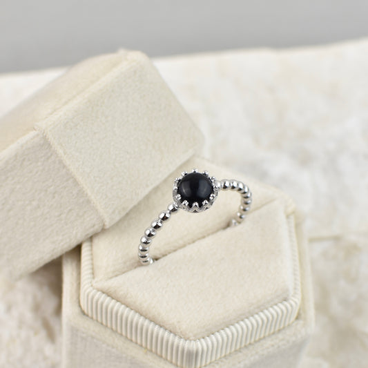 Circle Black Onyx Sterling Silver Ring