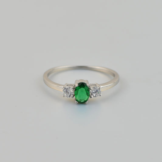 CZ Emerald Sterling Silver Ring