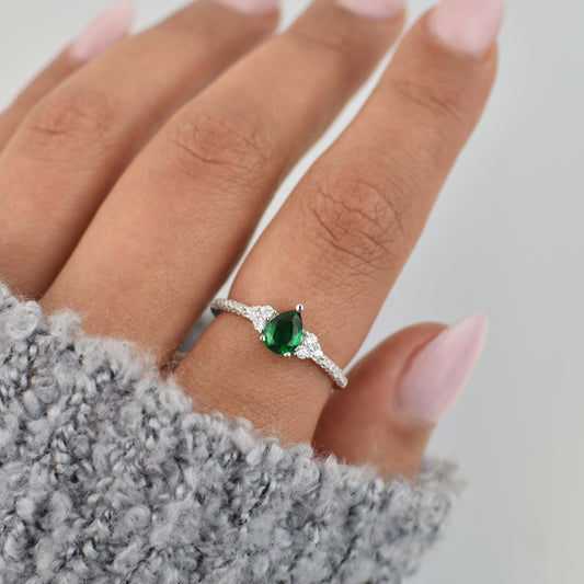 CZ Emerald Sterling Silver Ring