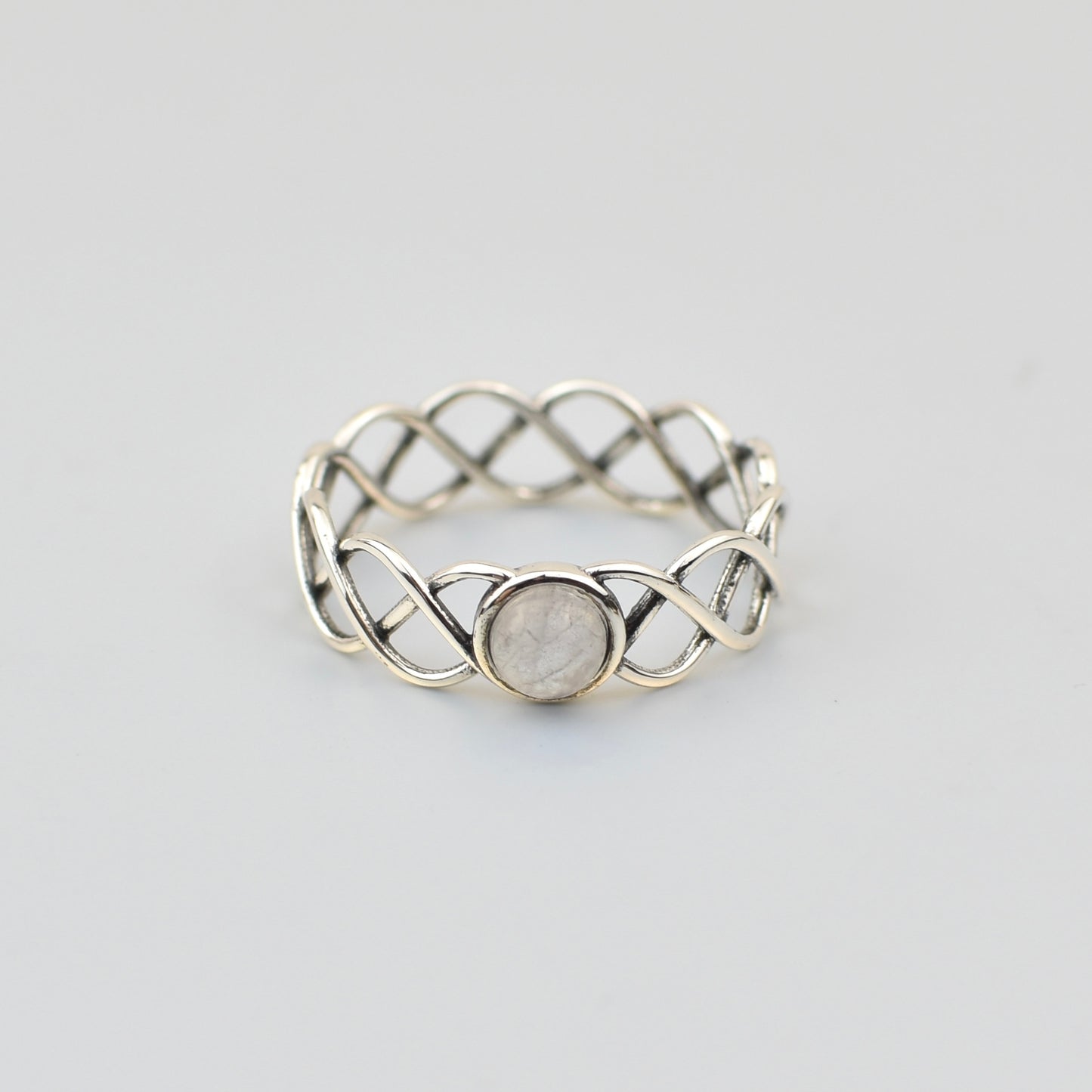 Petite Intertwined Stone Sterling Silver Ring