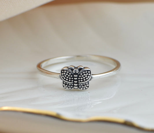 Tiny Butterfly Sterling Silver Ring