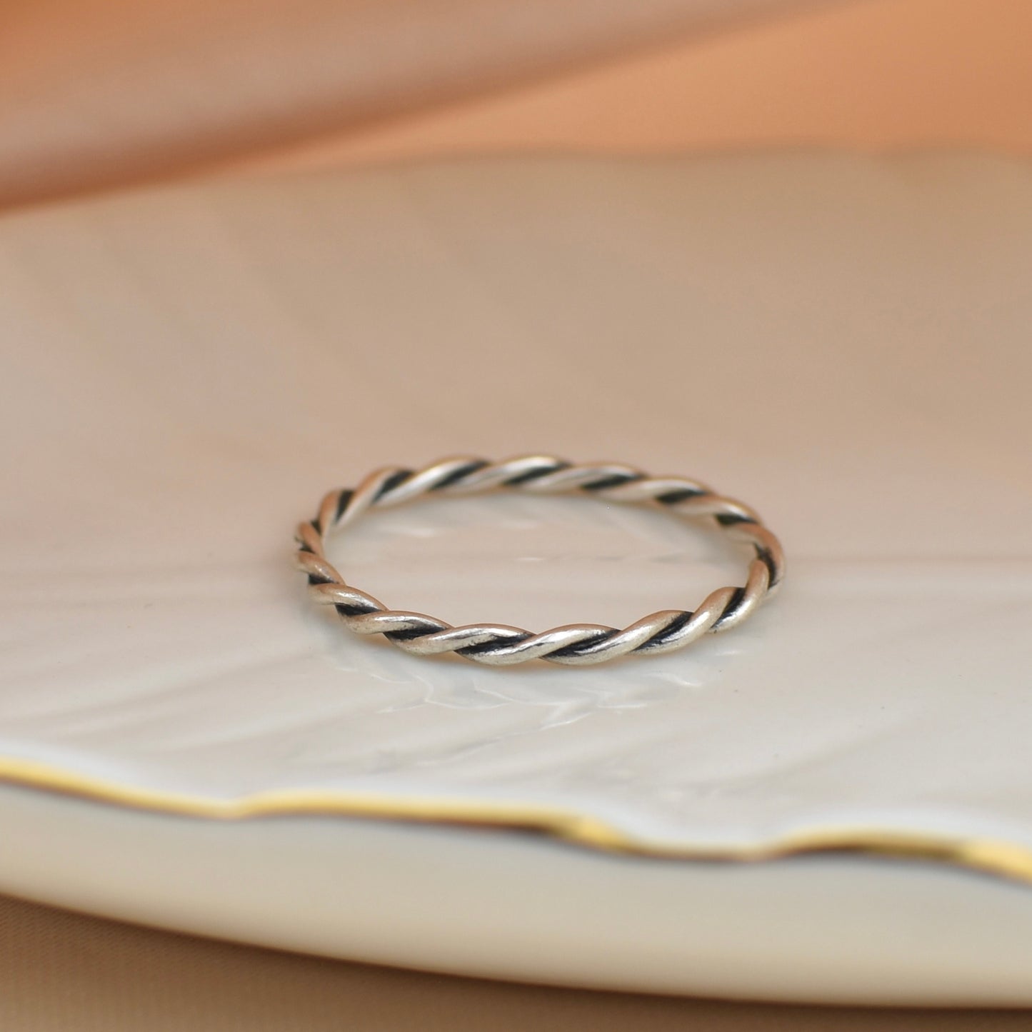 Dainty Braided Sterling Silver Ring