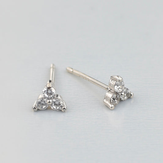 CZ Triangle Sterling Silver Studs