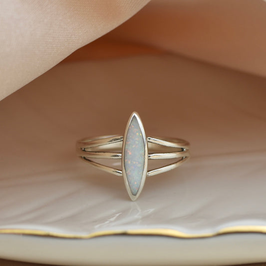 White Opal Stone Sterling Silver Ring