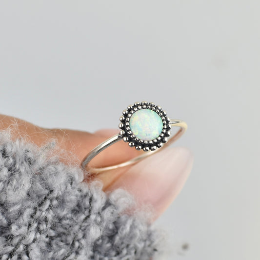 Bali White Opal Sterling Silver Ring