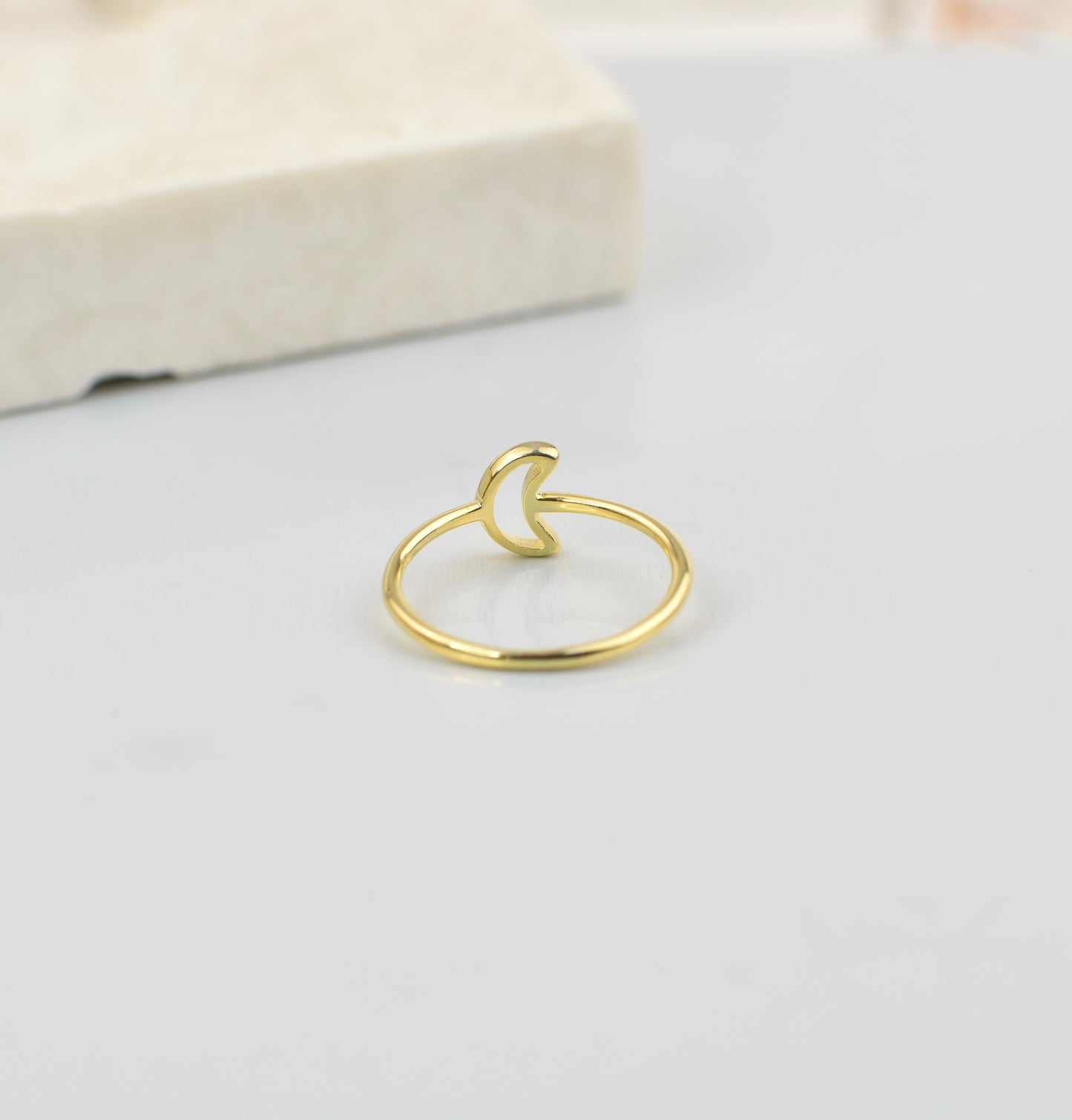 Sterling Silver Open Crescent Moon Ring