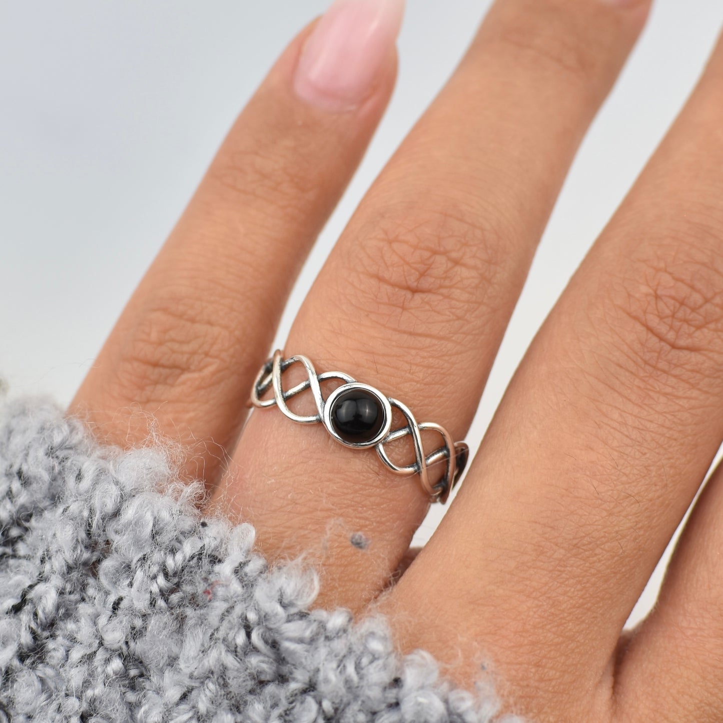 Petite Intertwined Stone Sterling Silver Ring