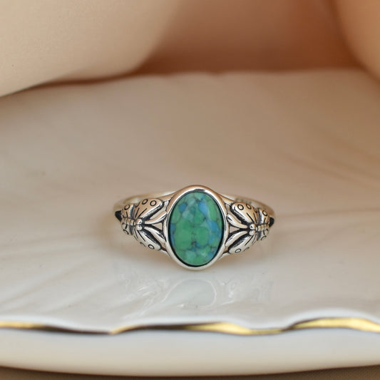 Butterfly Turquoise Stone Sterling Silver Ring