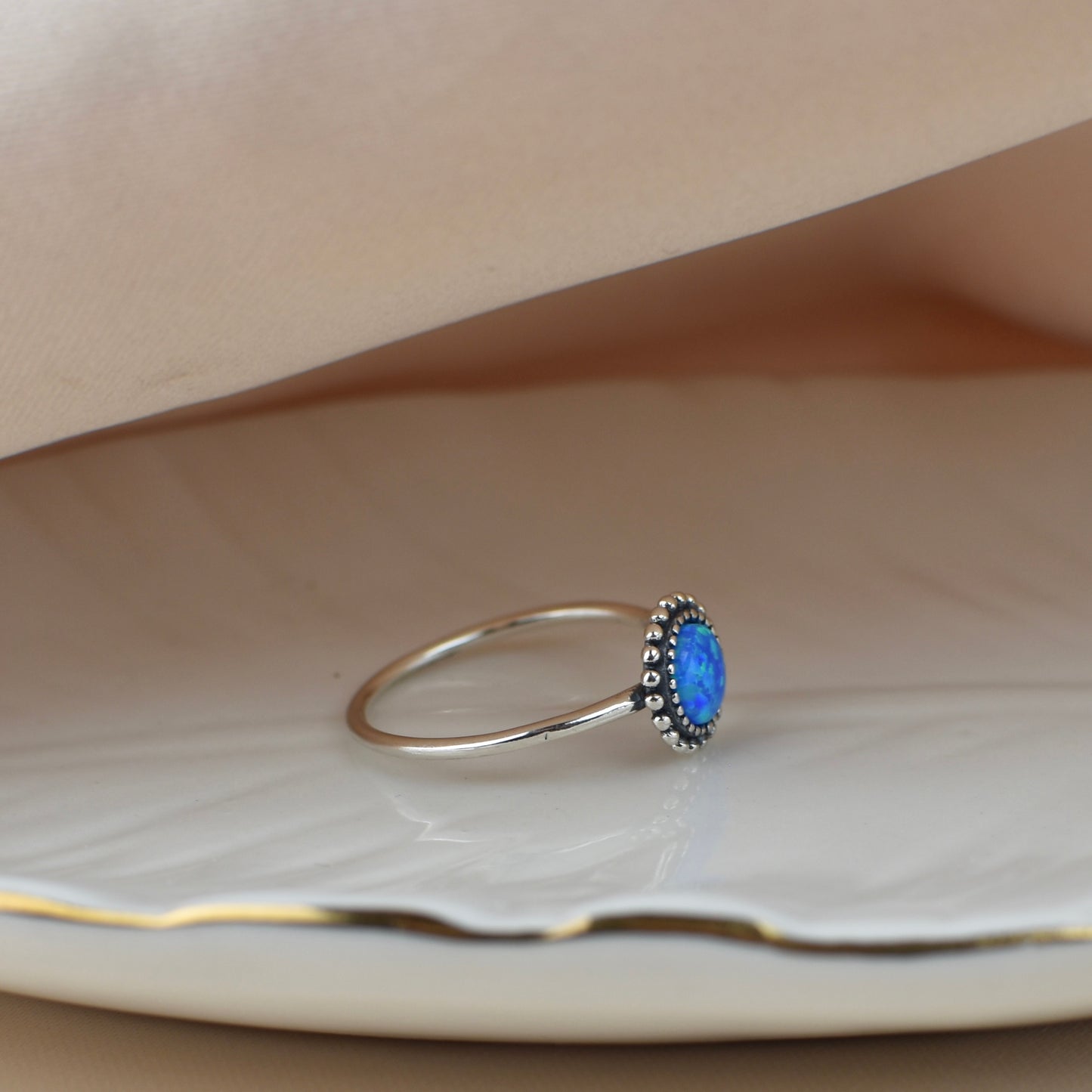 Bali Blue Opal Sterling Silver Ring