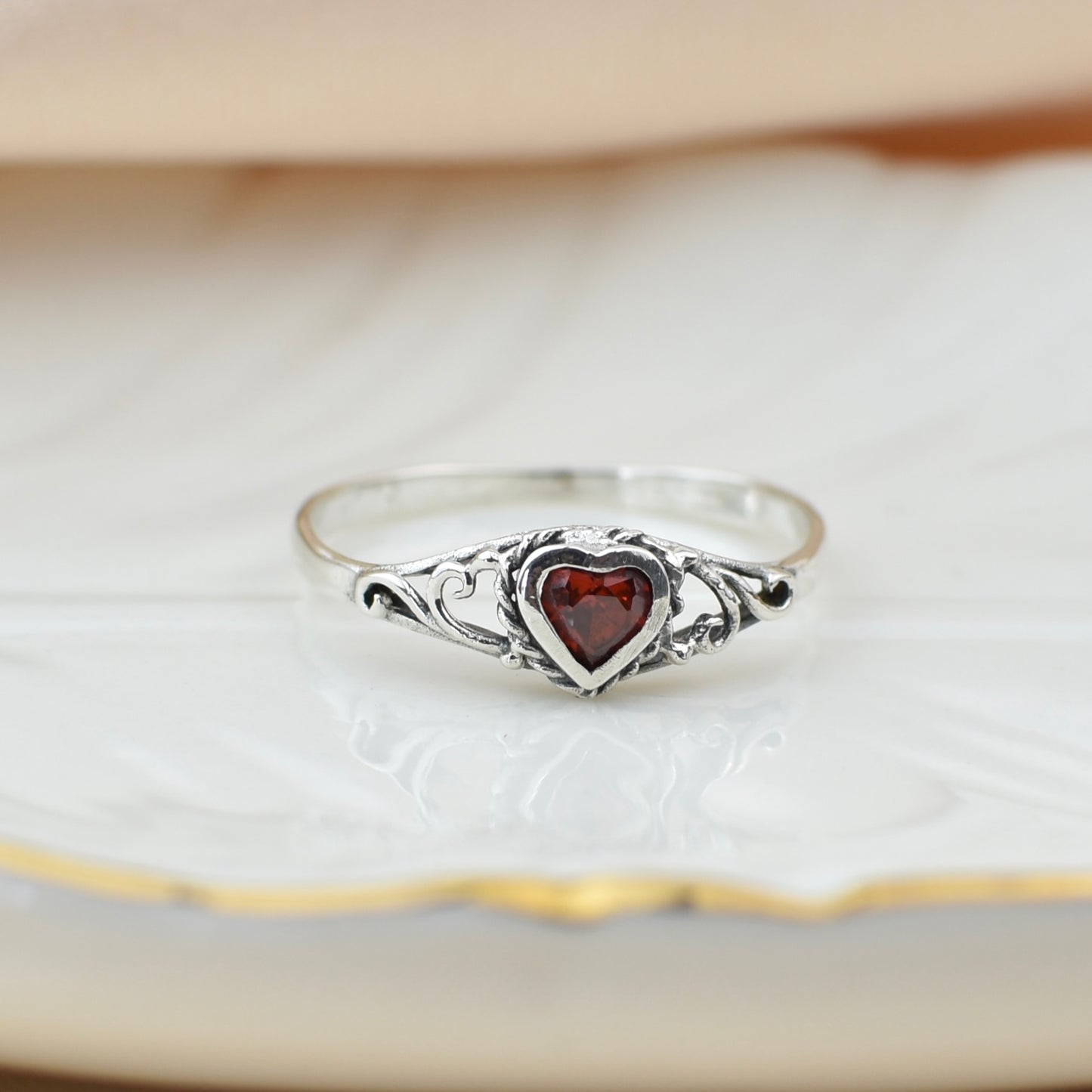 CZ Hearts Sterling Silver Ring