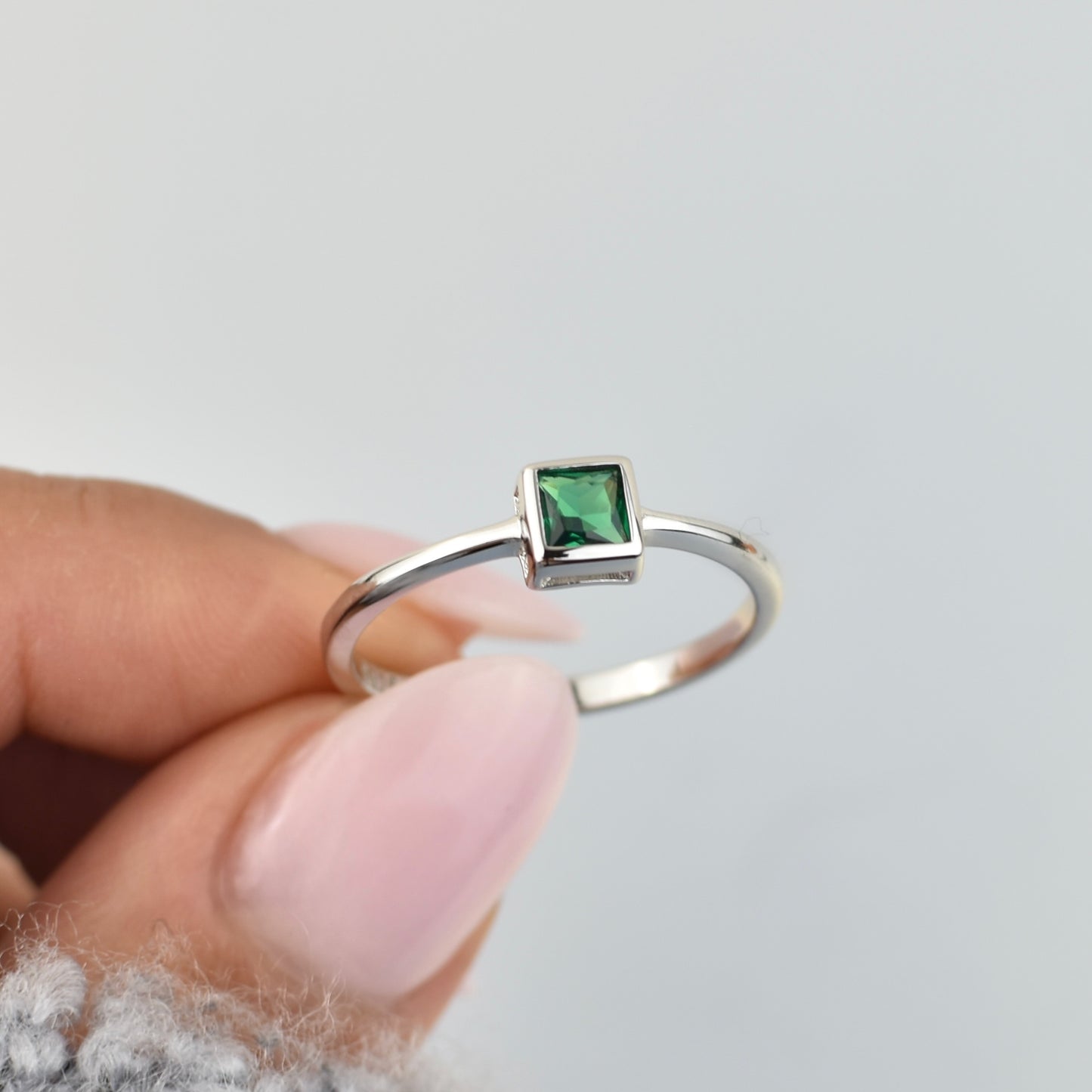 CZ Emerald Sterling Silver Ring