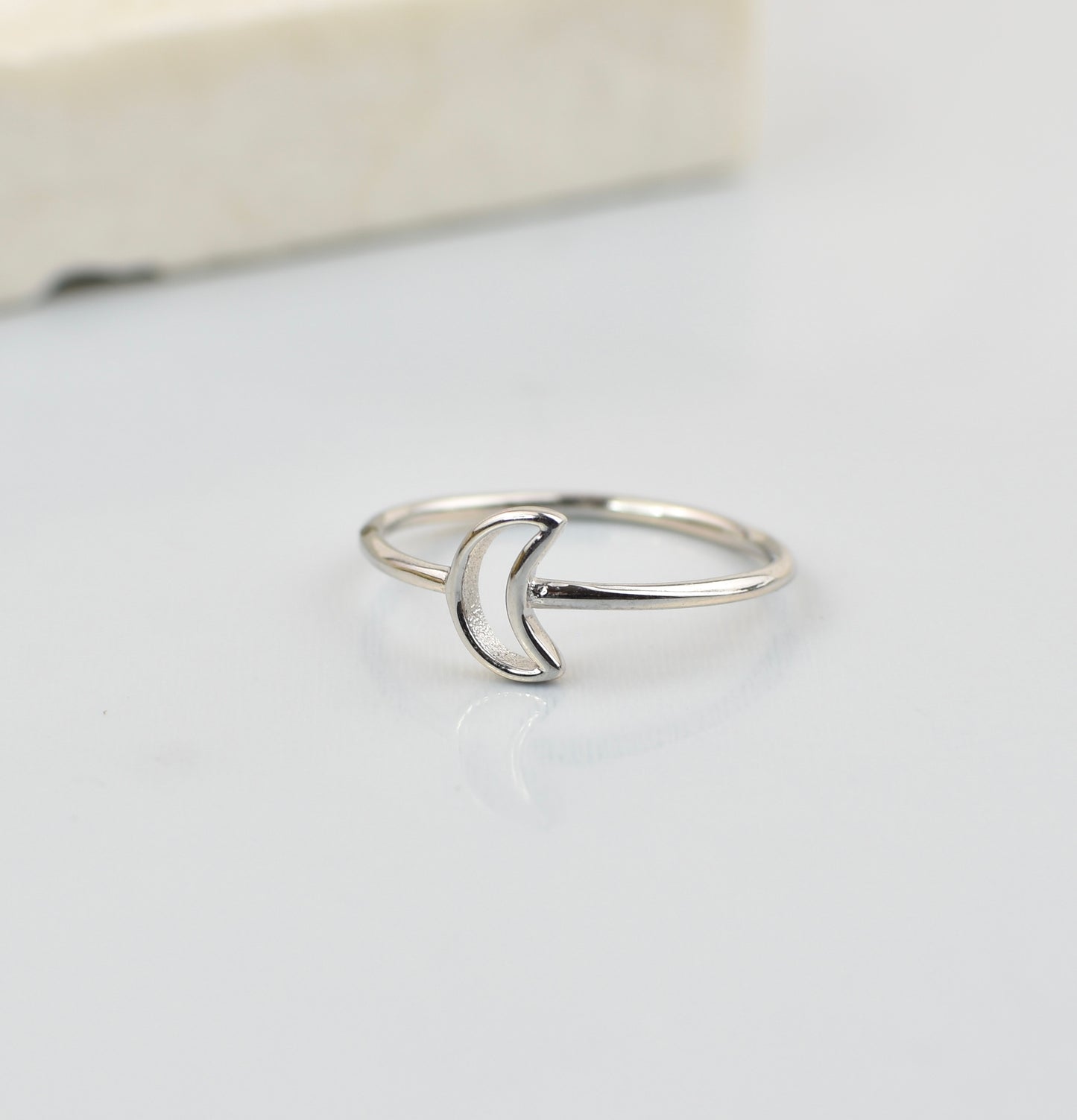 Sterling Silver Open Crescent Moon Ring