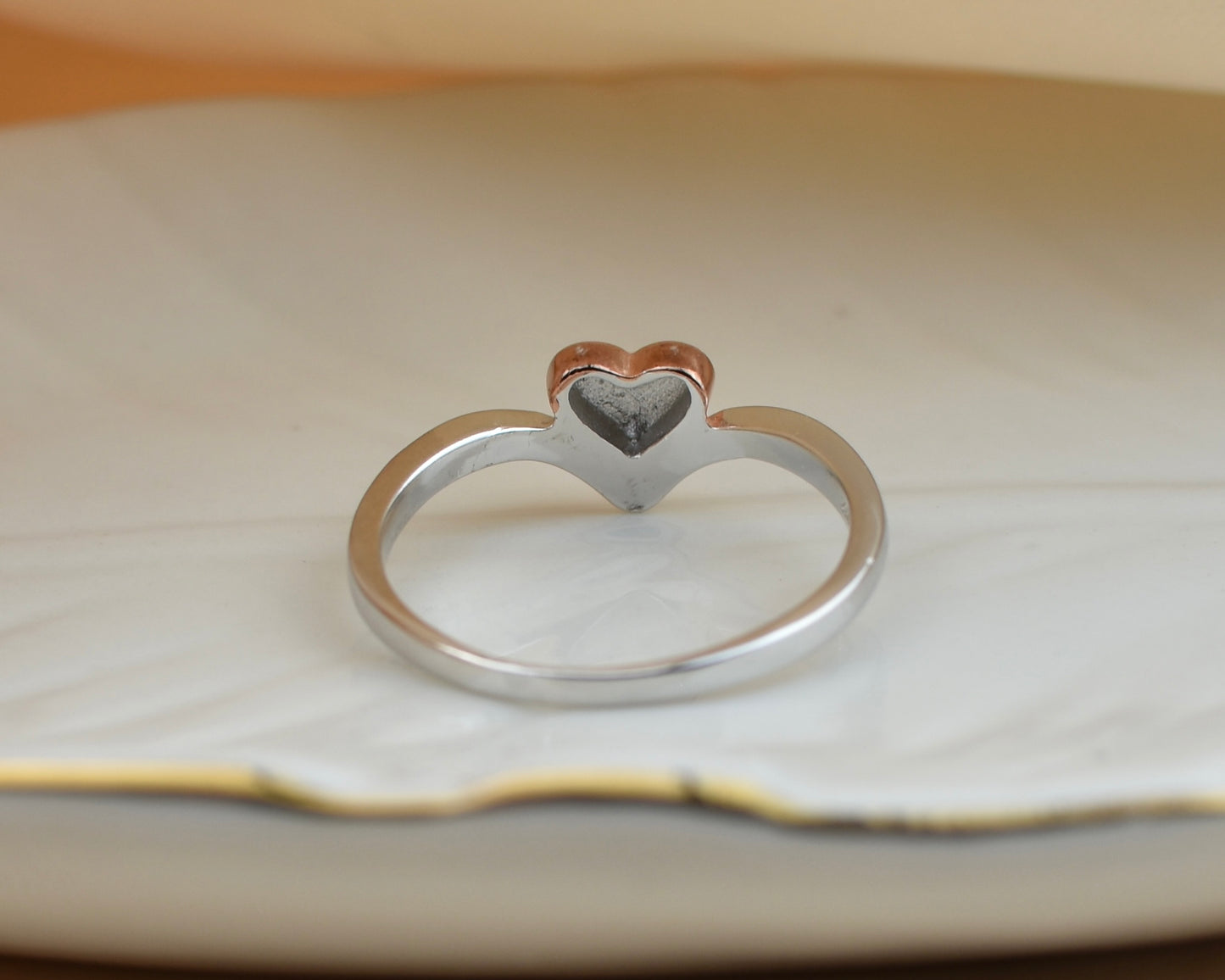 Sterling Silver Rose Gold Heart Ring