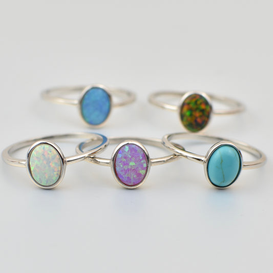 Opal Stone Sterling Silver Ring