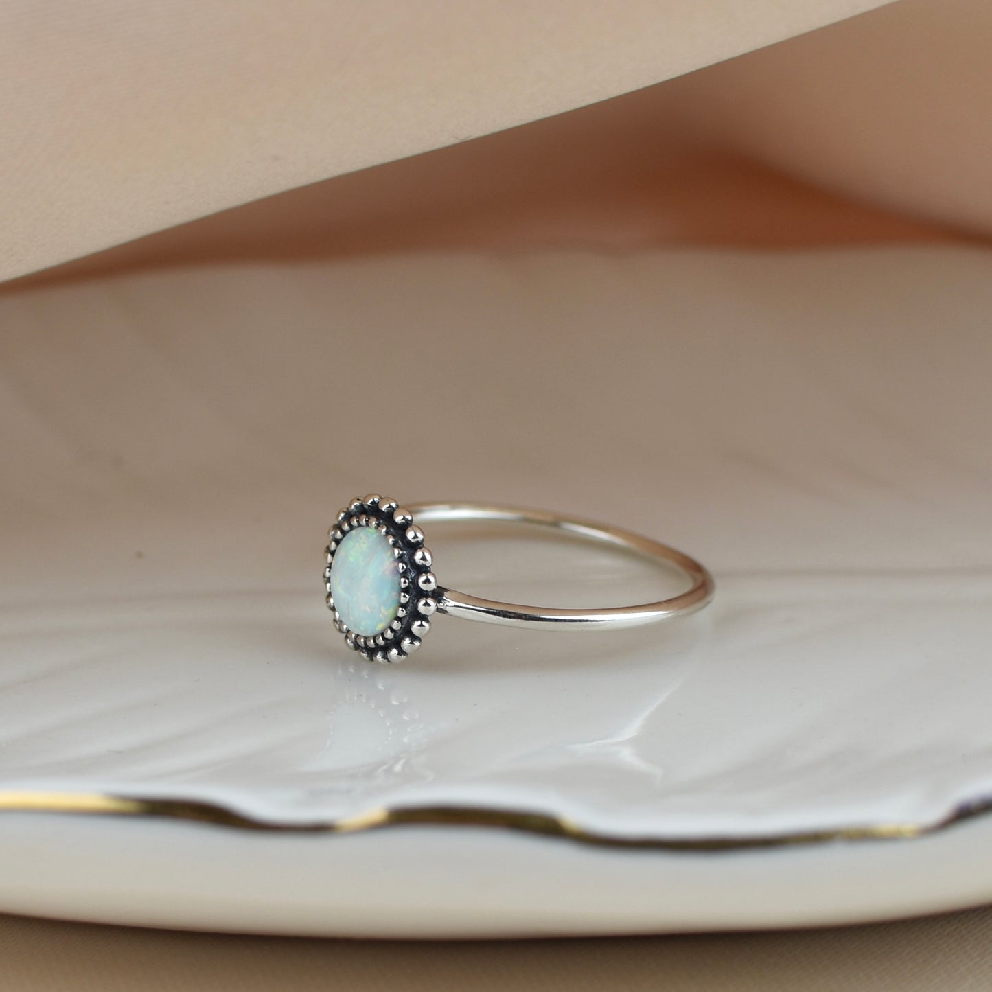 Bali White Opal Sterling Silver Ring