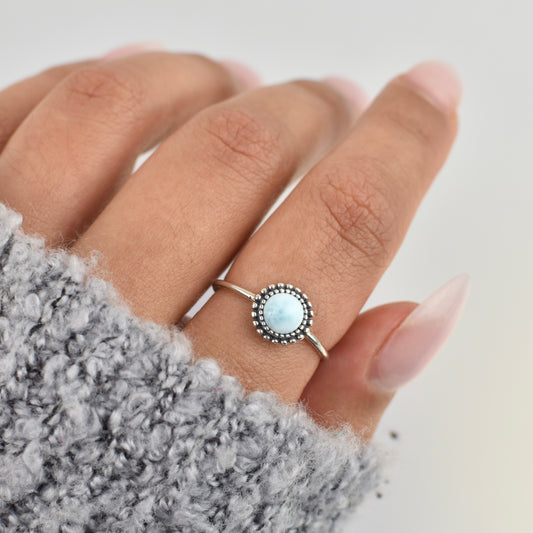 Bali Larimar Stone Sterling Silver Ring