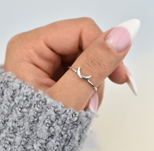 Sterling Silver Crescent Moon Ring