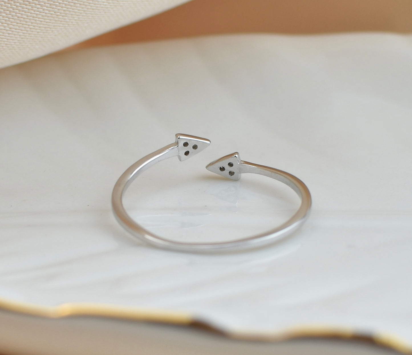 Adjustable CZ Double Arrow Sterling Silver Ring