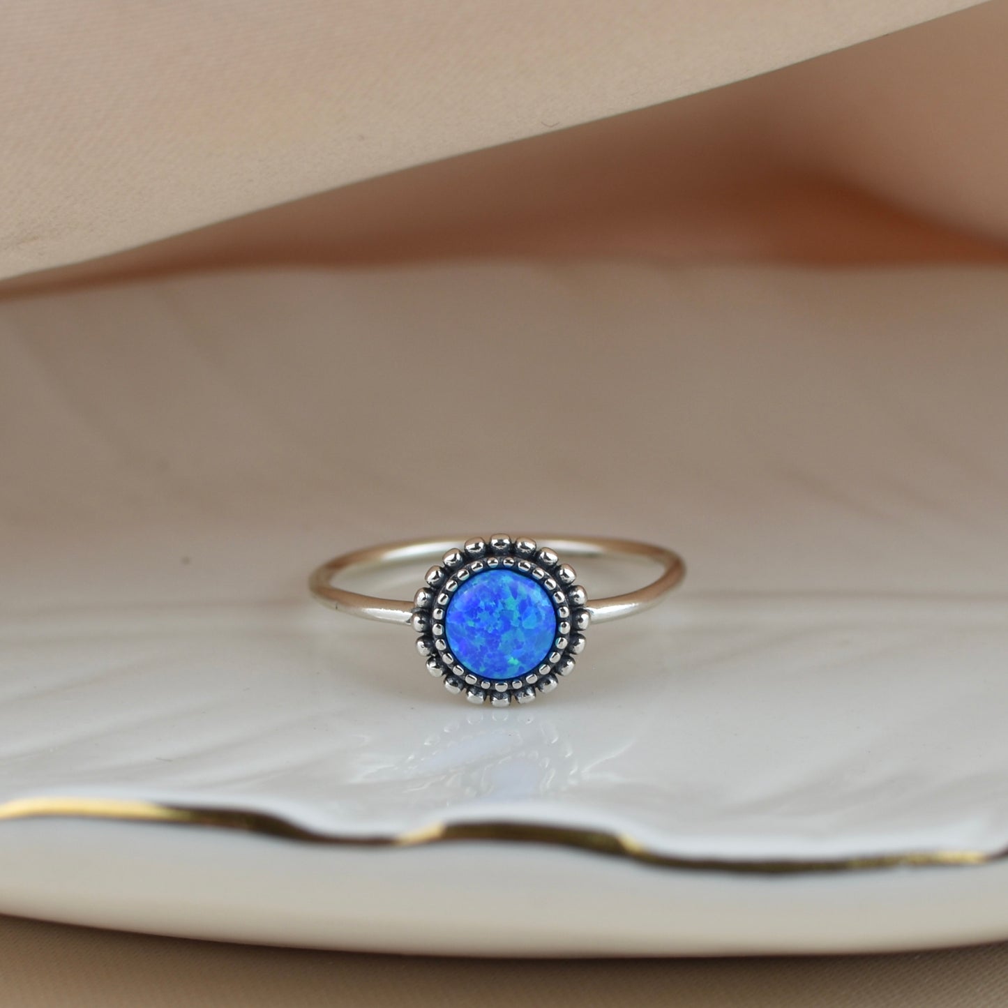 Bali Blue Opal Sterling Silver Ring