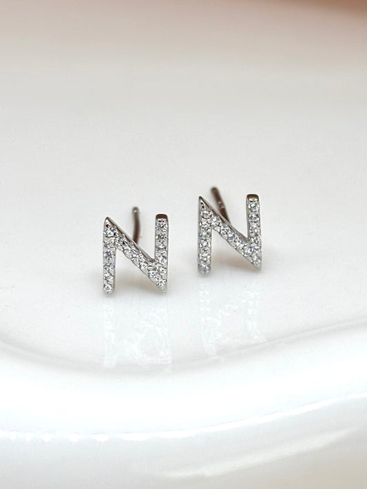 CZ Initial Studs | Sterling Silver A-Z