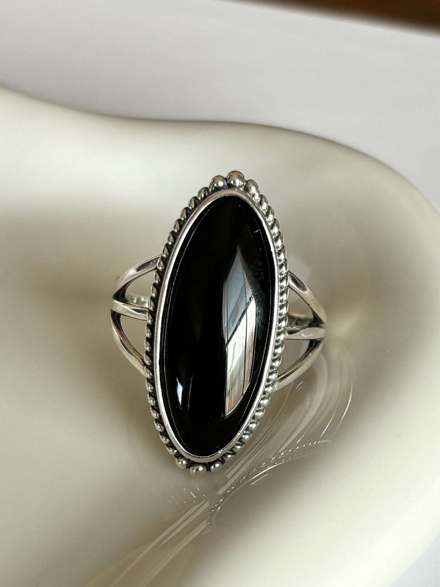 Sterling Silver Black Onyx Stone Ring