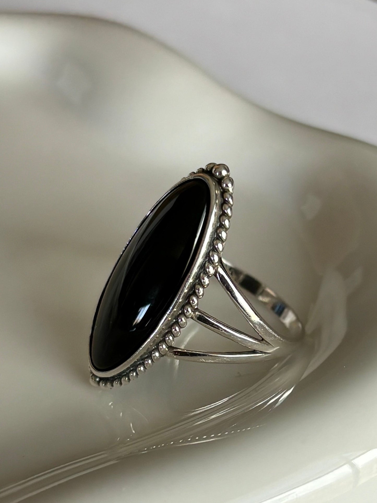 Sterling Silver Black Onyx Stone Ring