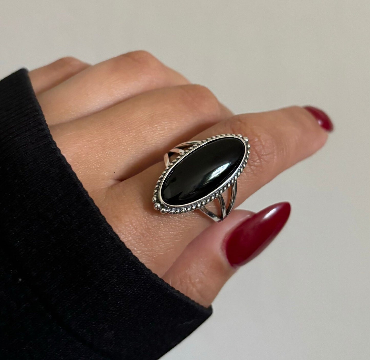 Sterling Silver Black Onyx Stone Ring