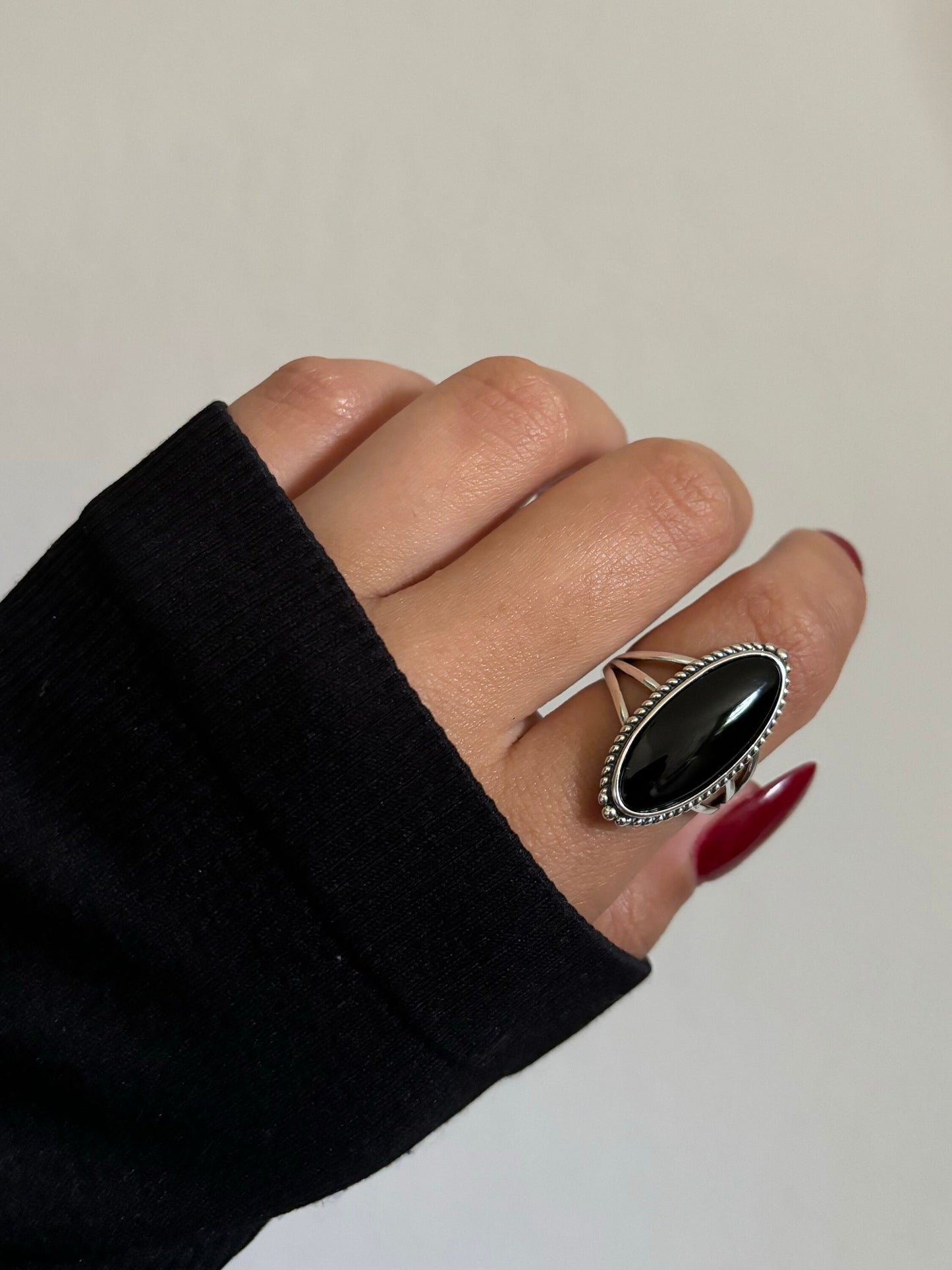 Sterling Silver Black Onyx Stone Ring