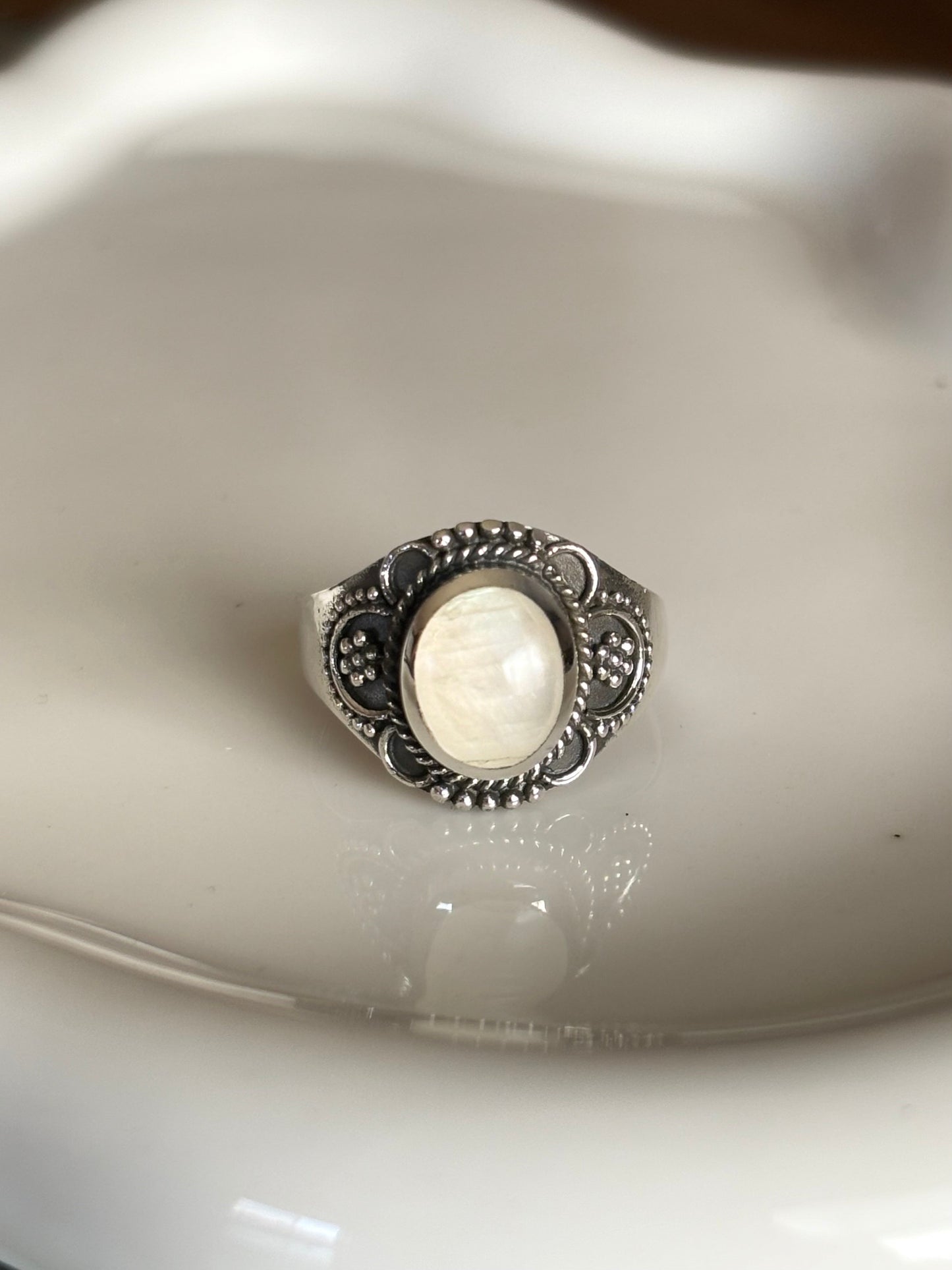 Natural Moonstone Sterling Silver Ring