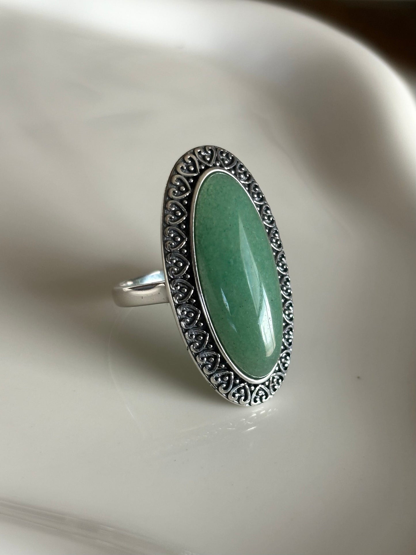 Sterling Silver Jade Stone Ring